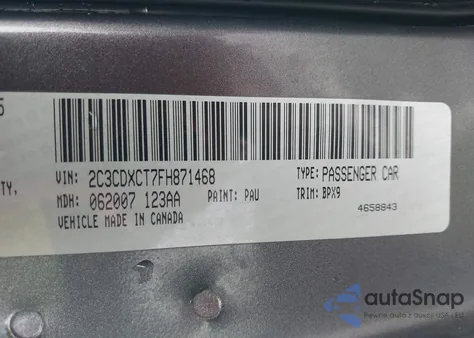 2015 Dodge Charger R/T z USA, uszkodzony, nr VIN 2C3CDXCT7FH871468